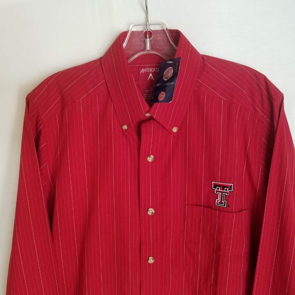 NEW Texas Tech Red Raiders Antigua Button Front Long Sleeve Shirt Mens Small - Picture 3 of 6